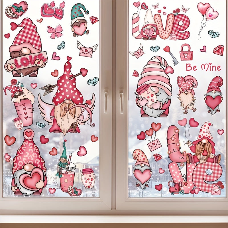71pcs Gnomes Heart Window Clings Double Sided Wedding Decor