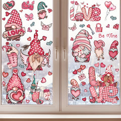 71pcs Gnomes Heart Window Clings Double Sided Wedding Decor