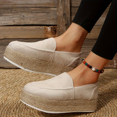 Women's Solid Platform Slip-On Espadrille Shoes Lightweight & Comfortable