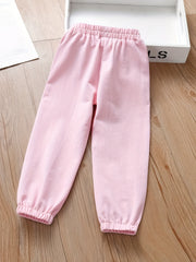 Girls' Embroidered Pockets Soft Sports Jogger Pants For Toddler Kids