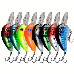 8pcs Floating Crankbait Hard Bait Fishing Tackle