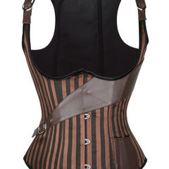 Striped Lace Up Shaping Tops Waist Trainer Tummy Control