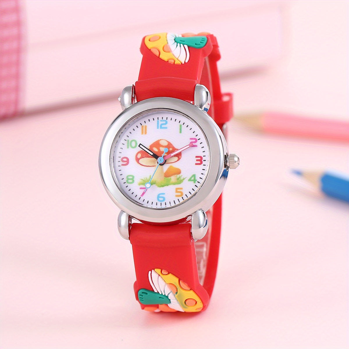 Cartoon Mushroom Quartz Watch for Kids