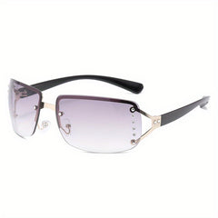 Y2K Wrap Around Sunglasses Unisex Punk Rivet Decor Glasses UV400