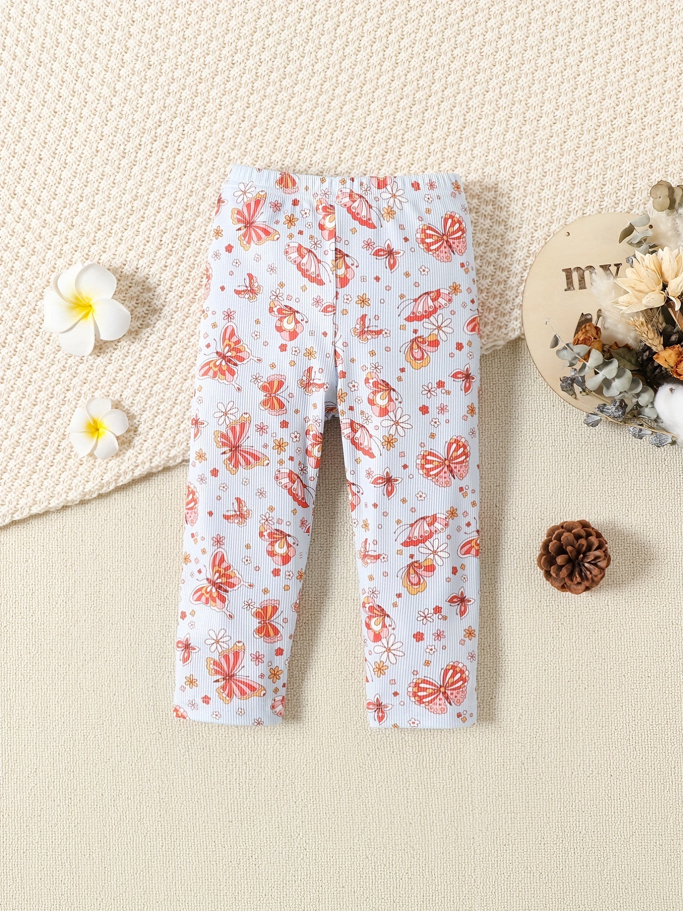 Toddler Girls' Cartoon Print Soft Slim Leggings Outwear
