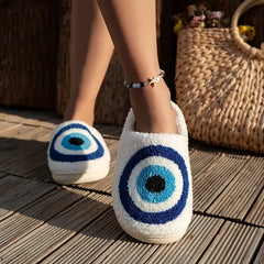 Evil Eye Plush Slippers Cozy & Warm Indoor Shoes