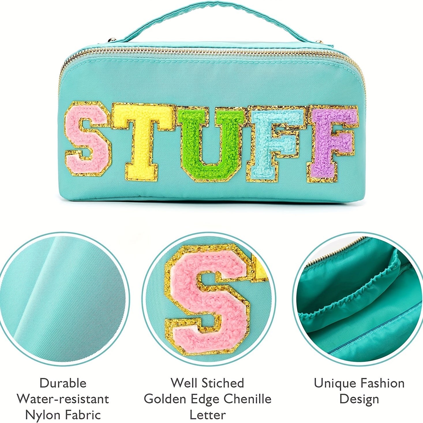 Large Capacity Travel Cosmetic Bag For Women Letter Patch Makeup Bag Waterproof