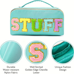 Large Capacity Travel Cosmetic Bag For Women Letter Patch Makeup Bag Waterproof