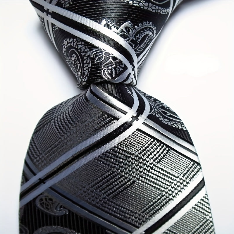Plaid Style Mens Orange Purple Necktie Set