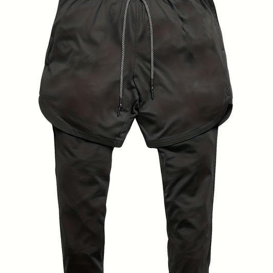 Men's 2-In-1 Running Shorts Quick Dry Athletic Shorts with Liner Leggings