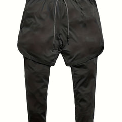 Men's 2-In-1 Running Shorts Quick Dry Athletic Shorts with Liner Leggings