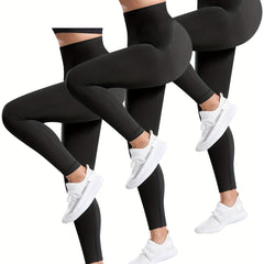 3pcs Solid Seamless Butt Lifting Yoga Pants