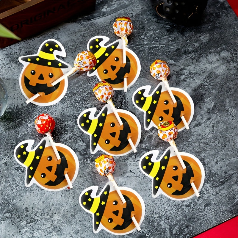 50pcs Halloween Pumpkin Lollipop Decoration Card - Halloween Decor Supplies