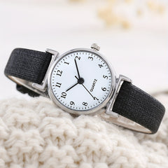 Minimalist Quartz Watch PU Strap Round Dial Daily Wear