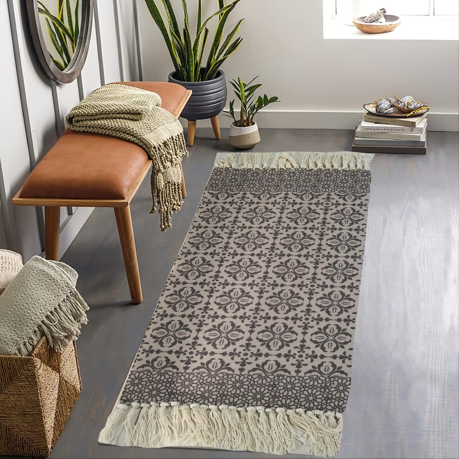 Boho Area Rug With Tassel Washable Indoor Outdoor Rugs 47.2x70.8in