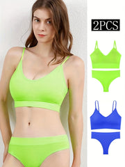 Ribbed Bra & Panties Lingerie Set