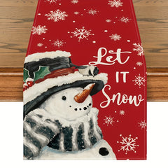 4pcs Red Snowman Polyester Table Runner Placemat