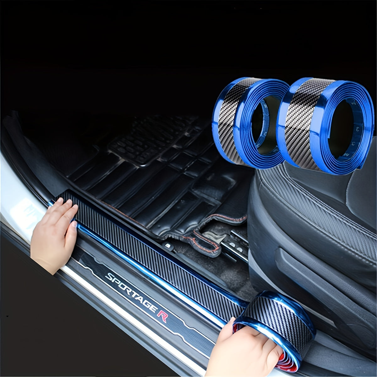 Car Door Edge Rear Bumper Scratch Protector Strip Carbon Fiber Pattern
