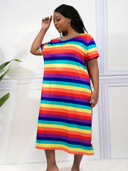 Rainbow Stripe Nightdress - High Stretch
