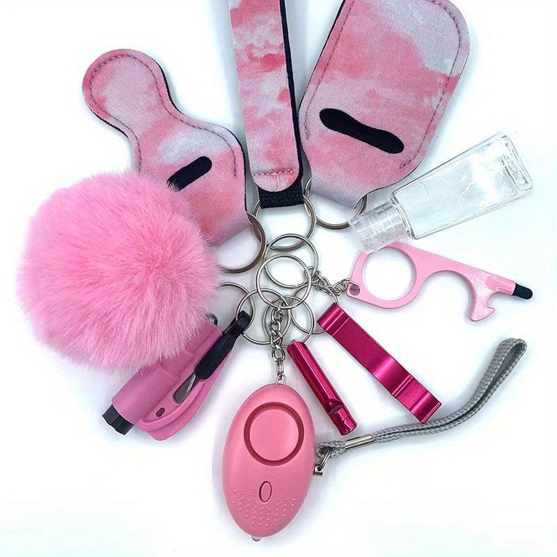 10pcs Women's Self Defense Keychain Alarm Breaker Opener Bag Set