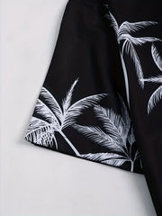 Coconut Tree Print Men's Casual Short Sleeve Shirt - Summer Vacation Resort Tops