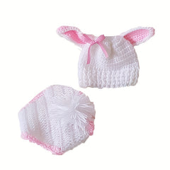2pcs Baby Knitted Beanie Cap Set for Photography Props, 0-6 Months
