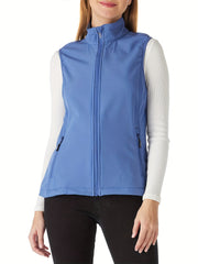 Women's Fleece Lined Softshell Vest, Windproof Lightweight Outerwear