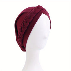 Braided Pre-tied Turban Cap Solid Head Wrap Lightweight Bonnet Chemo Hat