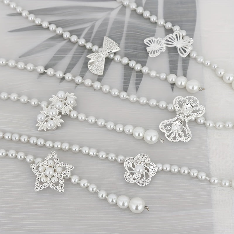 Pearl Waist Chain Adjustable Girdle Rhinestone Decor Dress Chain Belts