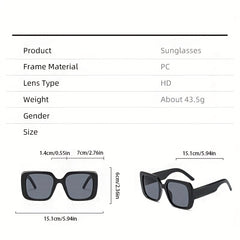 Square Wide Leg Sunglasses Metal Stainless Hinge UV400
