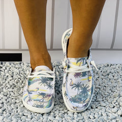 Women's Coconut Tree Boat Shoes Anti Slip Casual Walking Shoes