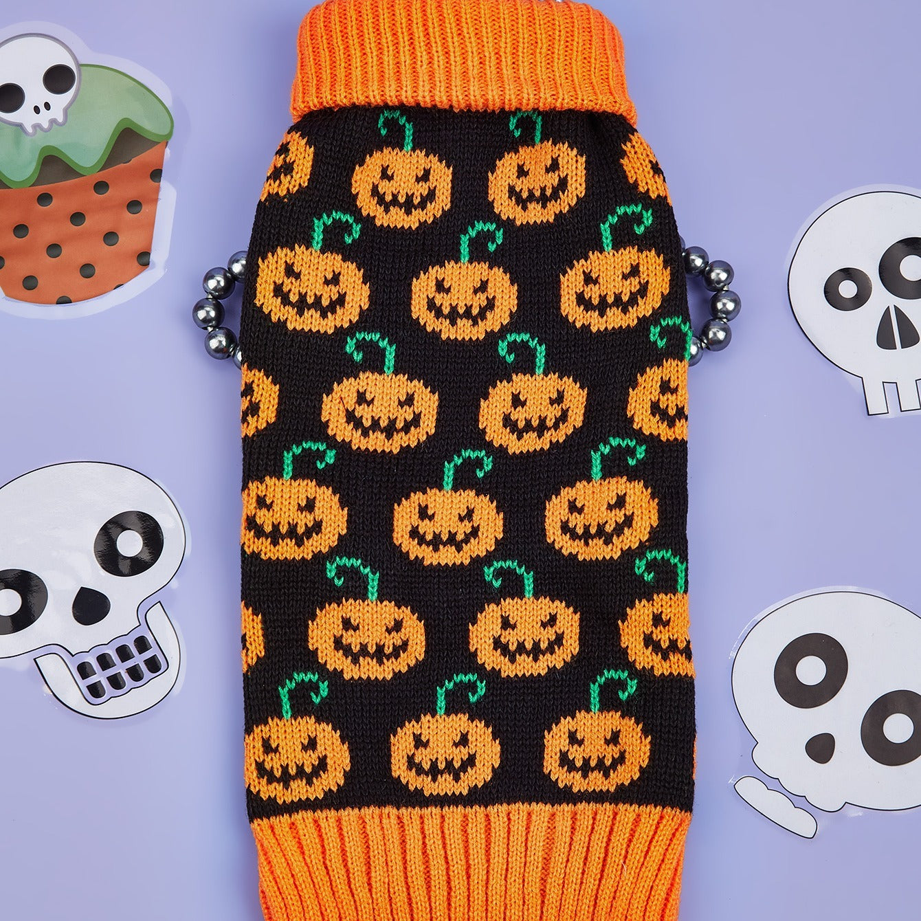 Pet Halloween Pumpkin Sweater Warm Dog Sweater For Winter