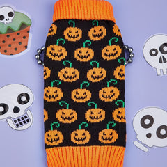 Pet Halloween Pumpkin Sweater Warm Dog Sweater For Winter