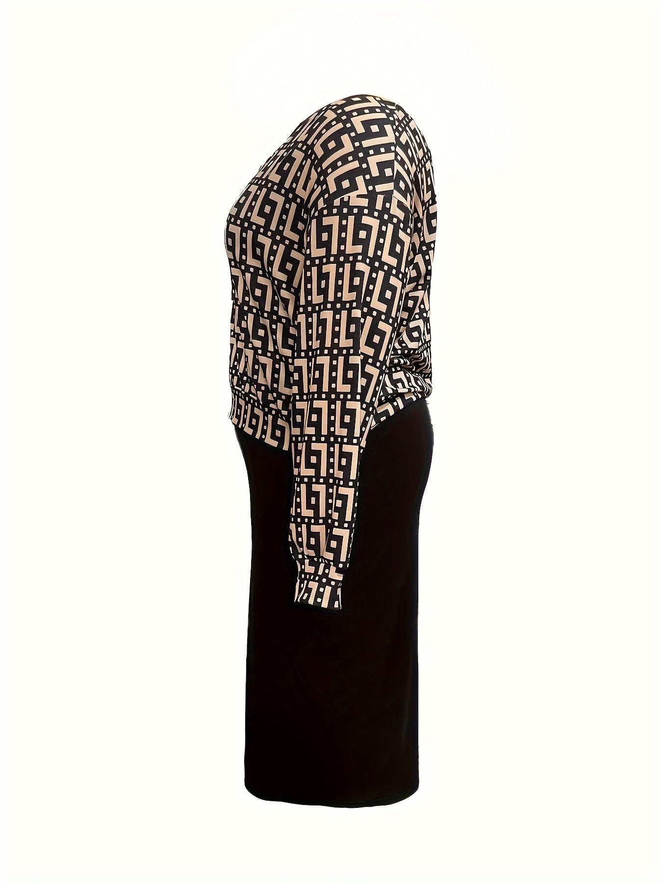 Women's Plus Geometric Print Top & Tank Dress Set