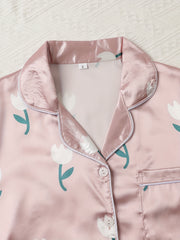 Floral Print Pajama Set Short Sleeve Top & Pants Women's Sleepwear