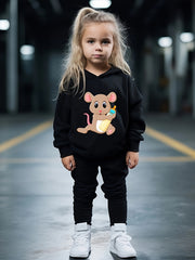 Baby Mouse Print 2pcs Girls Outfits Hoodies Jogger Pants Set