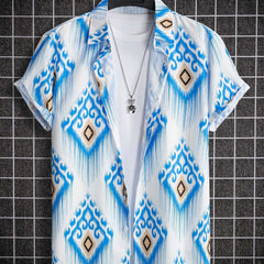 Boho Print Men's Casual Short Sleeve Shirt for Summer Vacation