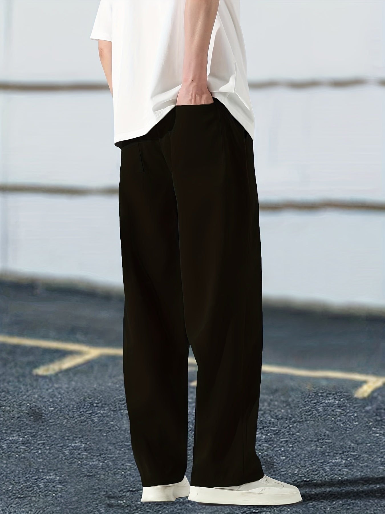 Print Drawstring Sweatpants Loose Fit Casual Pants for Men
