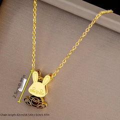 Swing Rabbit Zodiac Necklace Titanium Steel Clavicle Chain