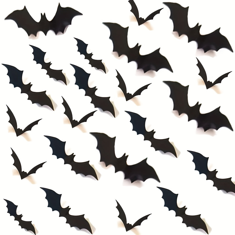 12pcs Halloween Bat Stickers 3D PVC Creative Wallpaper Stickers