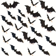 12pcs Halloween Bat Stickers 3D PVC Creative Wallpaper Stickers