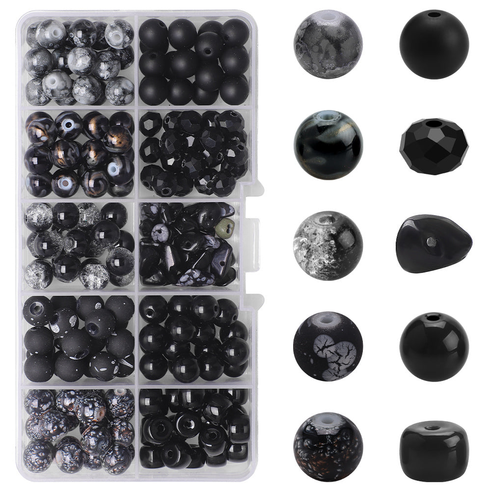 200PCs Glass Beads DIY Jewelry Accessories 10 Grids Boxed