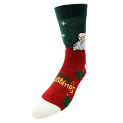 Men's Christmas Printed Cotton Socks - Santa Claus Pattern