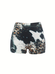 Letter & Truck Print Skinny Shorts