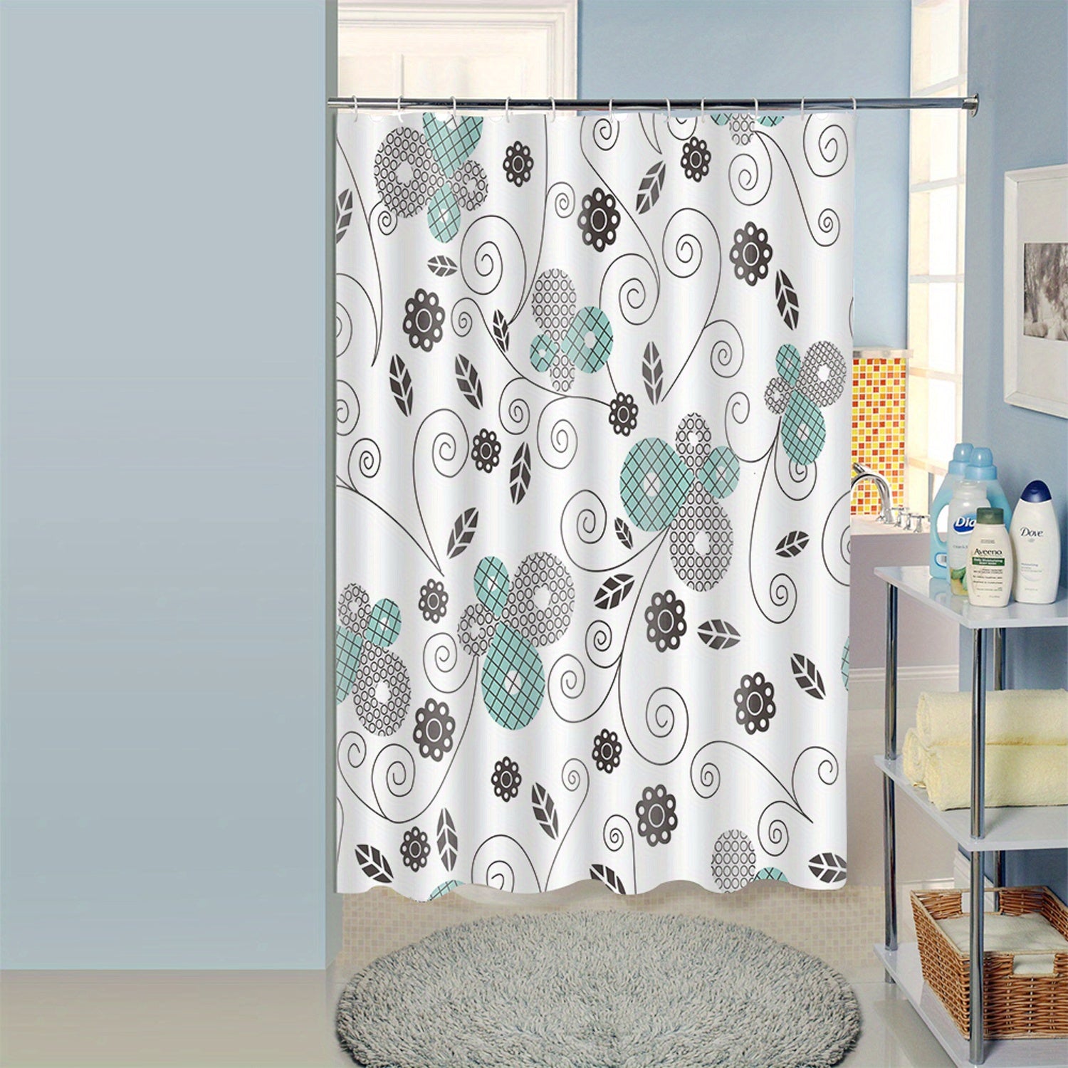 Waterproof Butterfly Shower Curtain, Mildew-Proof Fabric for Bathroom Decor