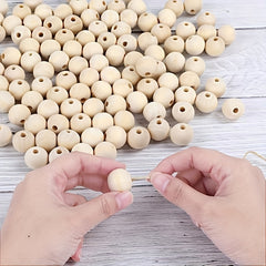 100pcs 20mm Wood Round Beads Unfinished Natural Wooden Loose Beads