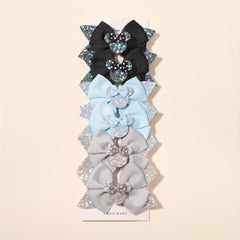 6pcs Glitter Bow Hair Clips for Baby Girls
