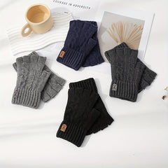 Alpaca Warm Half Finger Gloves Plus Velvet Surface for Autumn/Winter
