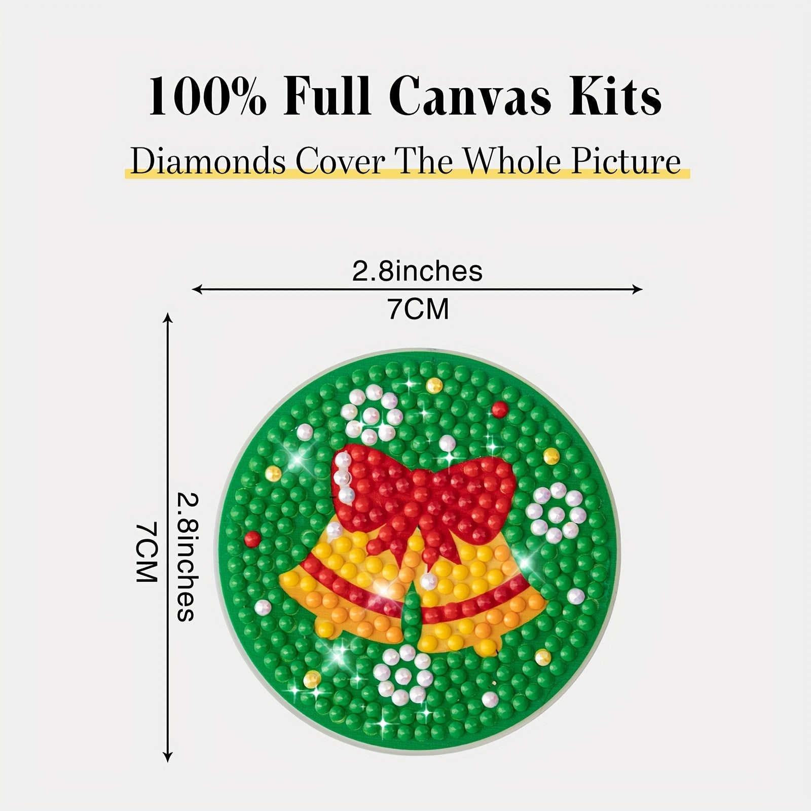 2pcs Christmas Bell Coaster Diamond Painting Car Coaster