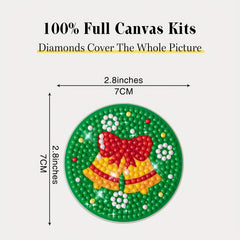2pcs Christmas Bell Coaster Diamond Painting Car Coaster